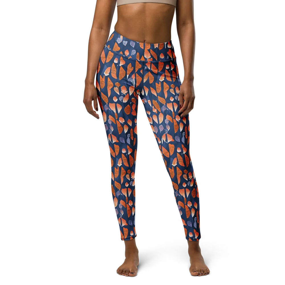 Ember Leaves on Yoga Leggings — Front