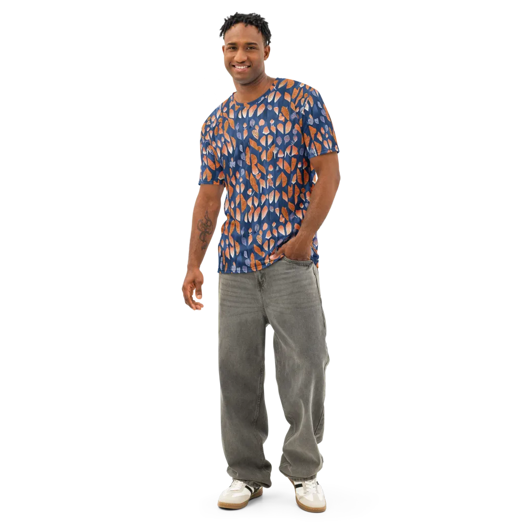 Ember Leaves on Men's Cotton Crew Neck T-Shirt — Front