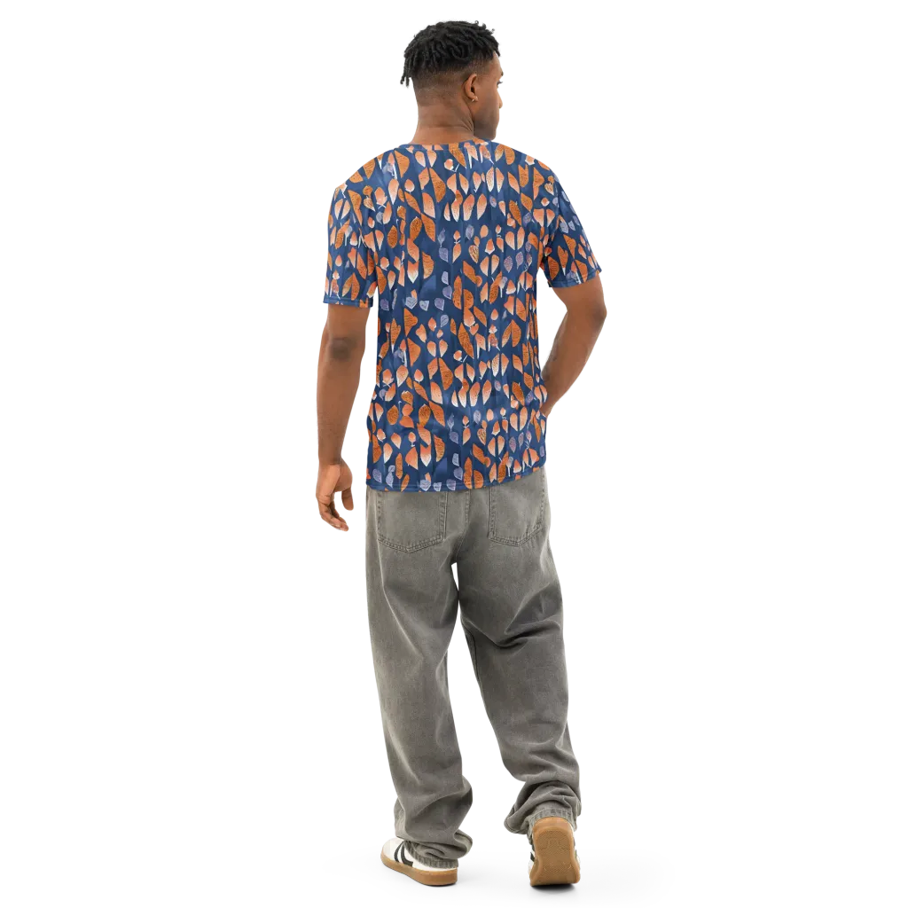 Ember Leaves on Men's Cotton Crew Neck T-Shirt — Back