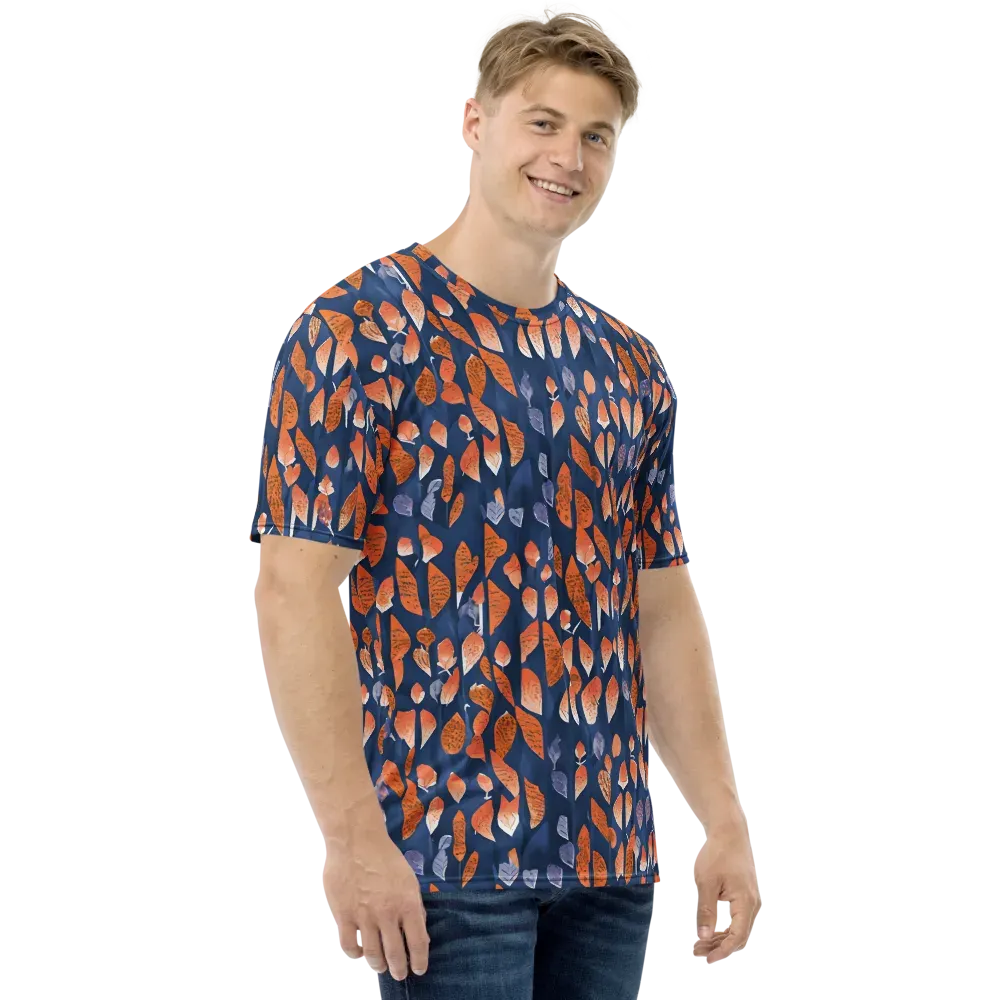 Ember Leaves on Men's Crew Neck T-Shirt — Right