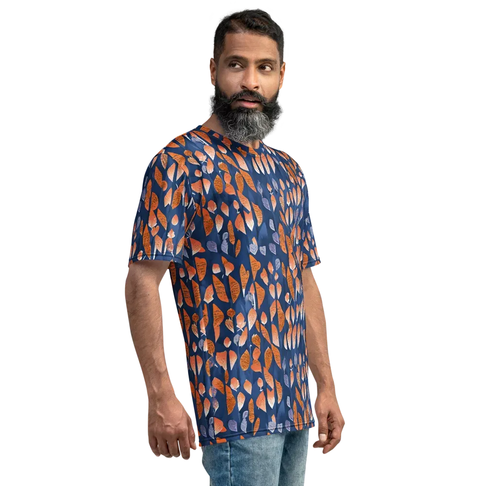 Ember Leaves on Men's Crew Neck T-Shirt — Right