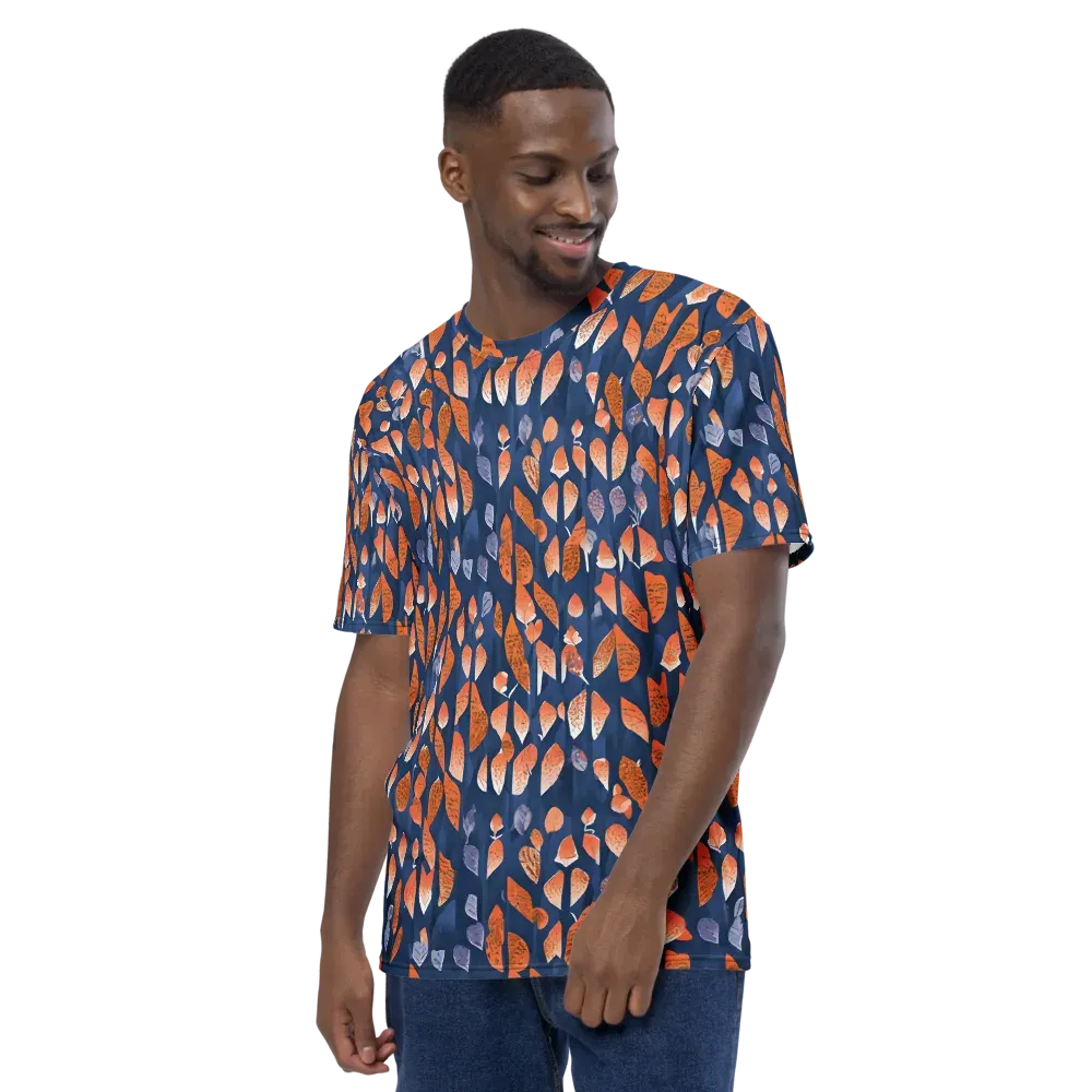 Ember Leaves on Men's Crew Neck T-Shirt — Left