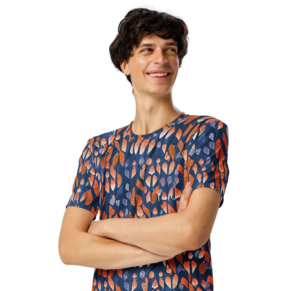 Ember Leaves on Men's Crew Neck T-Shirt — Left Front