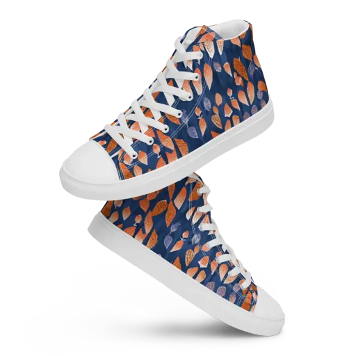 Ember Leaves on a Men's High Top Canvas Shoes
