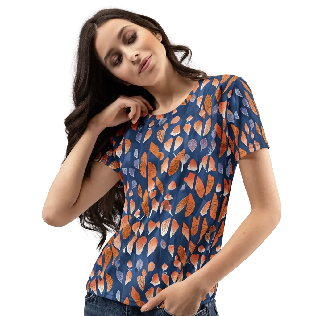 Ember Leaves on Women's Crew Neck T-Shirt — Left Front