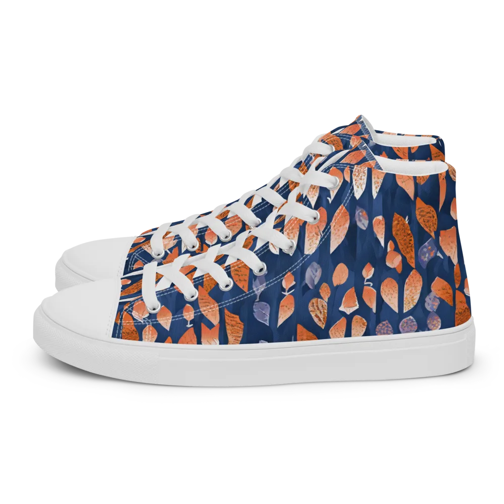 Ember Leaves on Women's High Top Canvas Shoes — Left