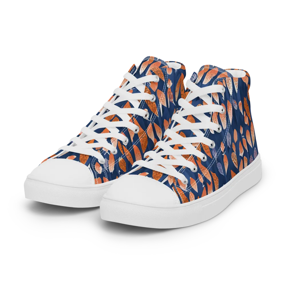 Ember Leaves on Women's High Top Canvas Shoes — Left Front