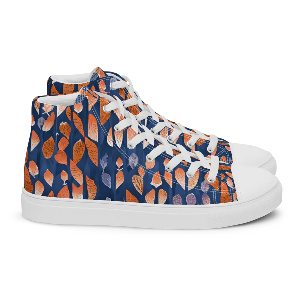 Ember Leaves on Women's High Top Canvas Shoes — Right