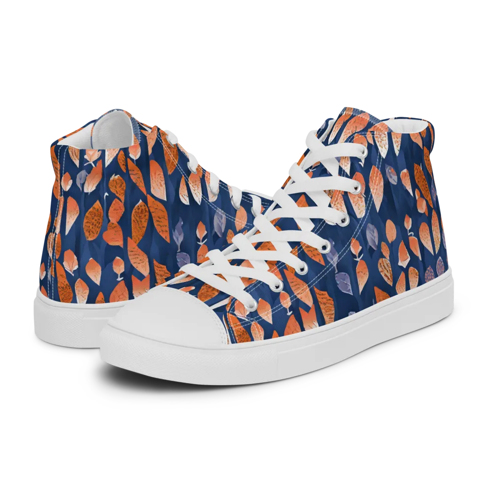 Ember Leaves on Women's High Top Canvas Shoes — Left