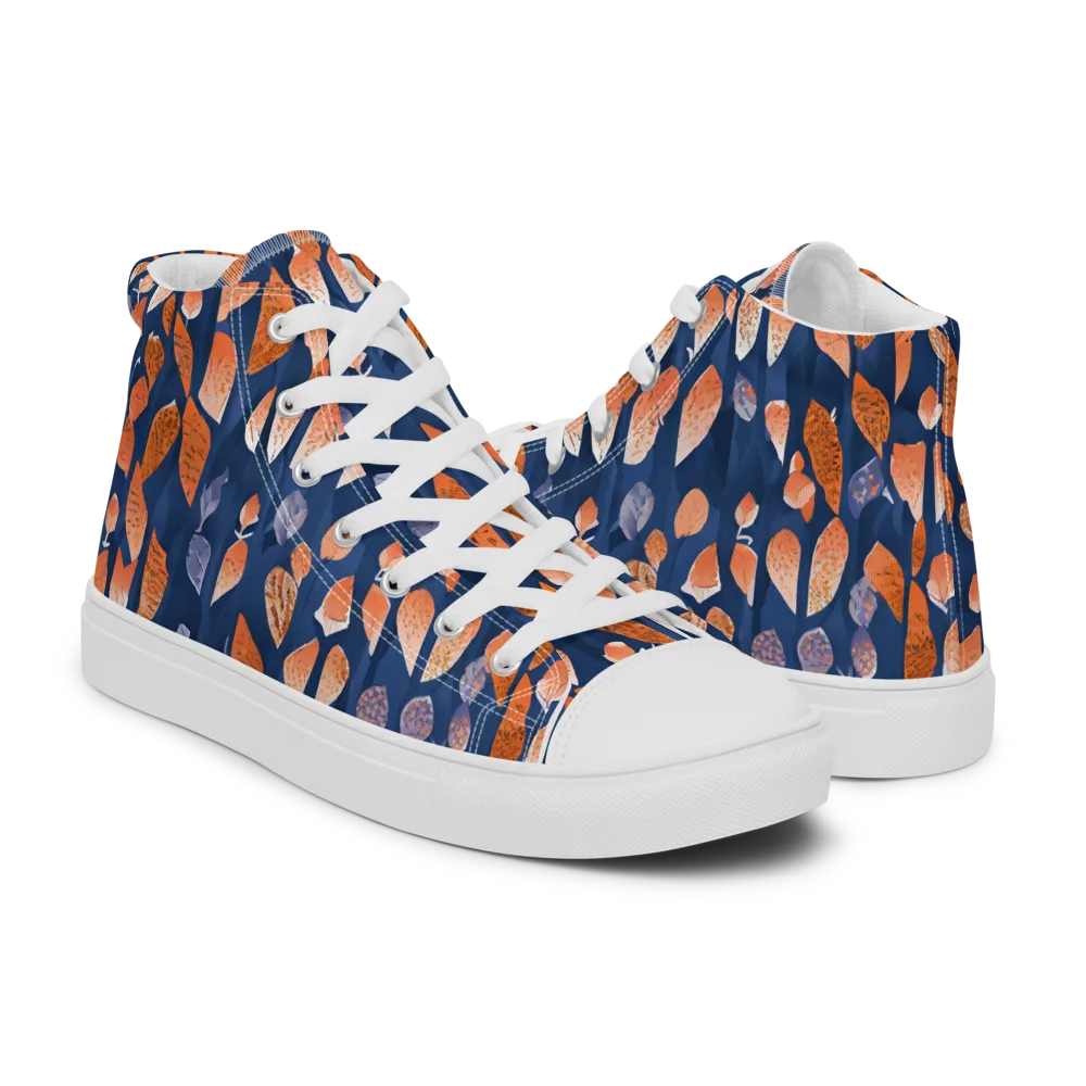 Ember Leaves on Women's High Top Canvas Shoes — Right