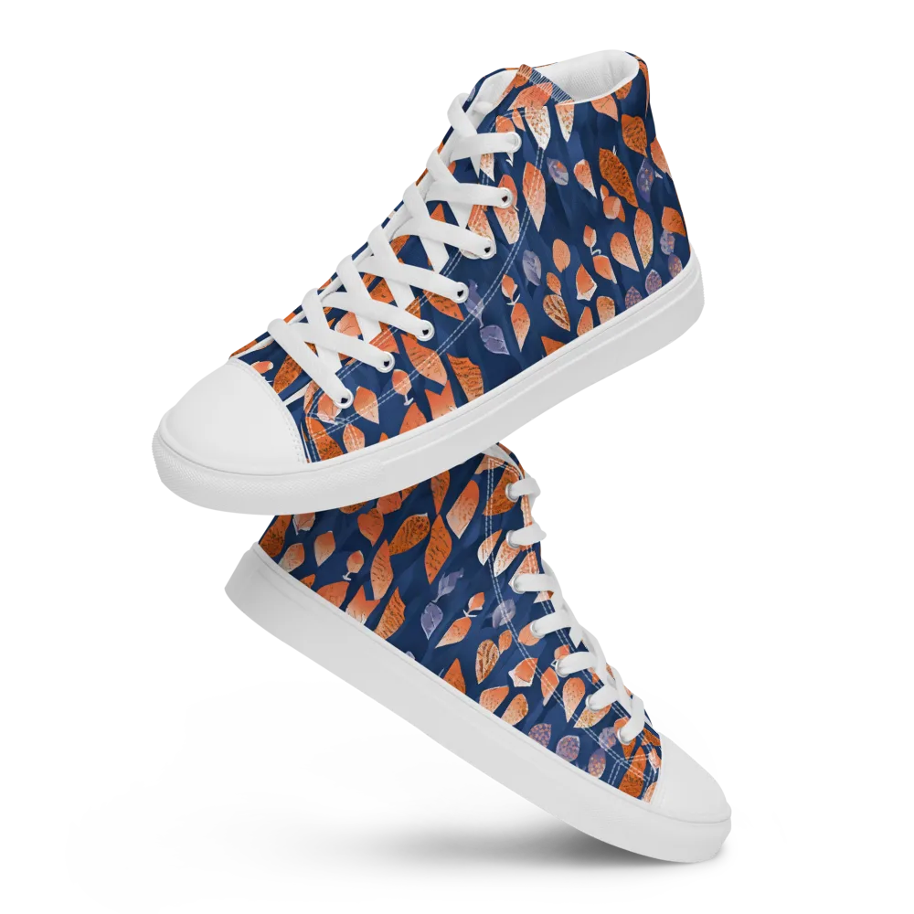 Ember Leaves on Women's High Top Canvas Shoes — Front