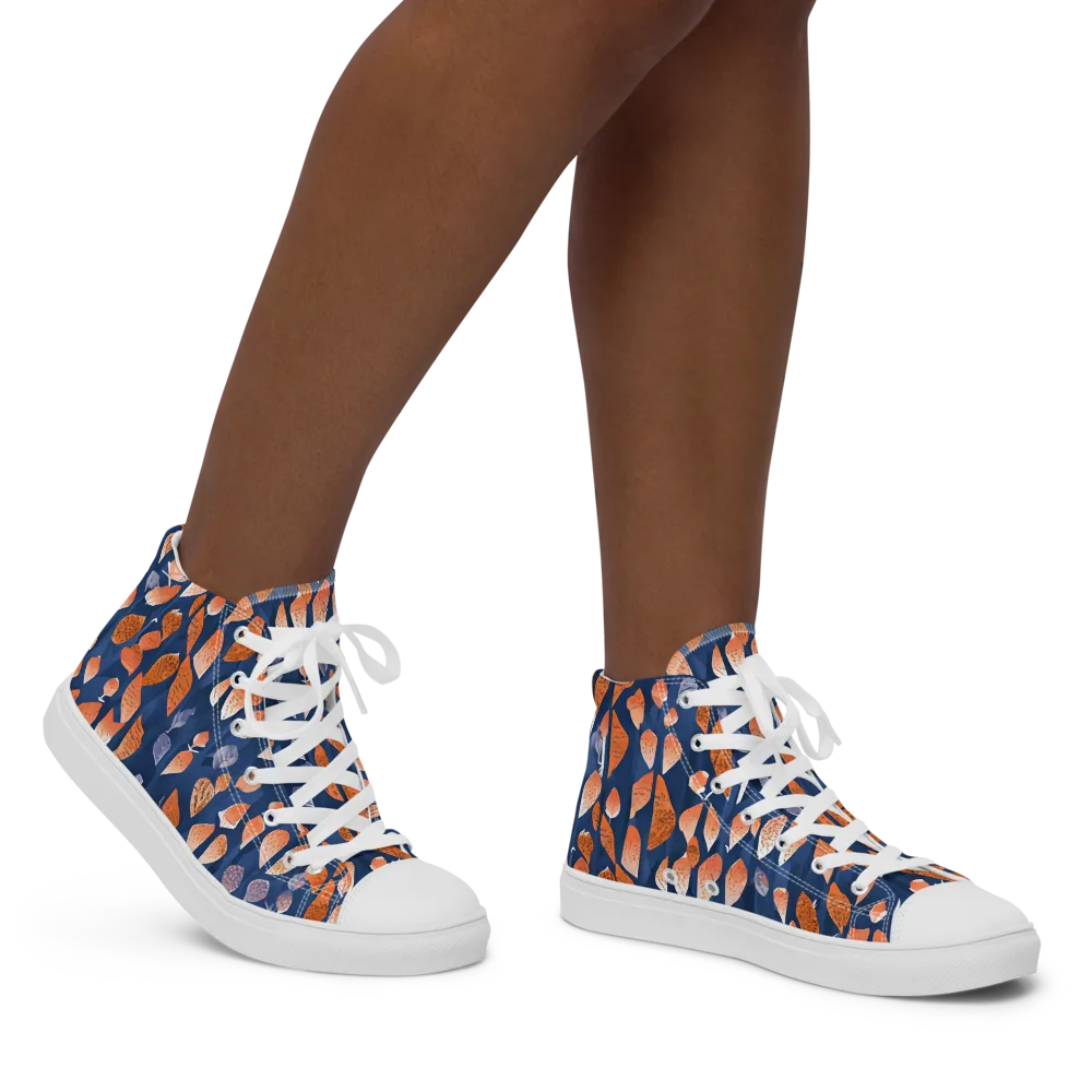 Ember Leaves on Women's High Top Canvas Shoes — Right