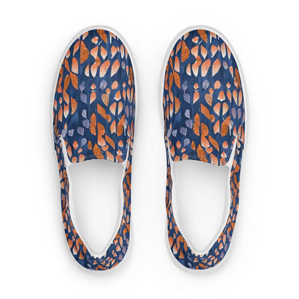 Ember Leaves on Men's Slip-On Canvas Shoes — Front