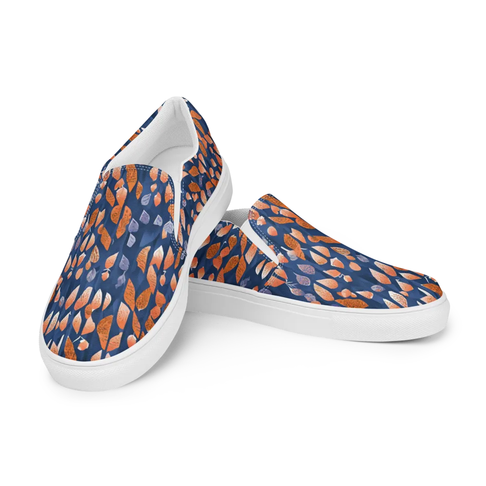 Ember Leaves on Men's Slip-On Canvas Shoes — Left Front