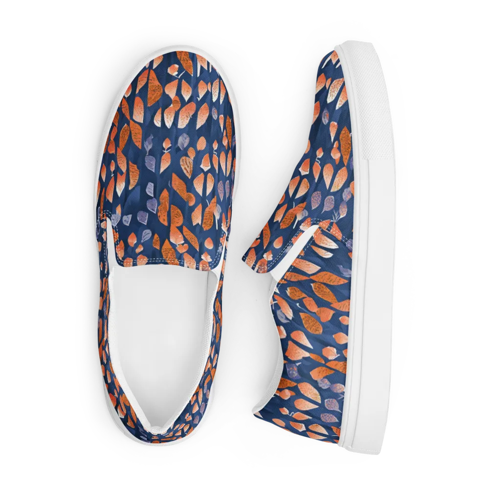 Ember Leaves on Men's Slip-On Canvas Shoes — Front
