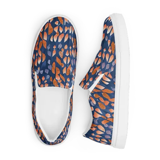 Ember Leaves on a Men's Slip-On Canvas Shoes