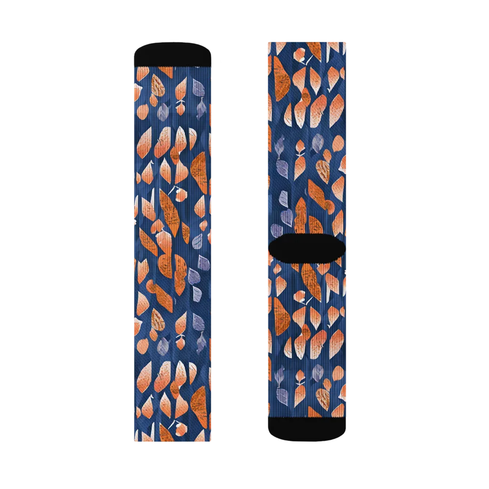 Ember Leaves on Socks — Right Sock