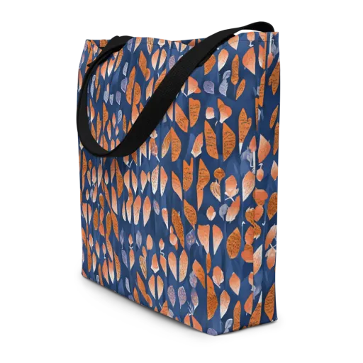 Ember Leaves on a Large Tote Bag W/ Pocket