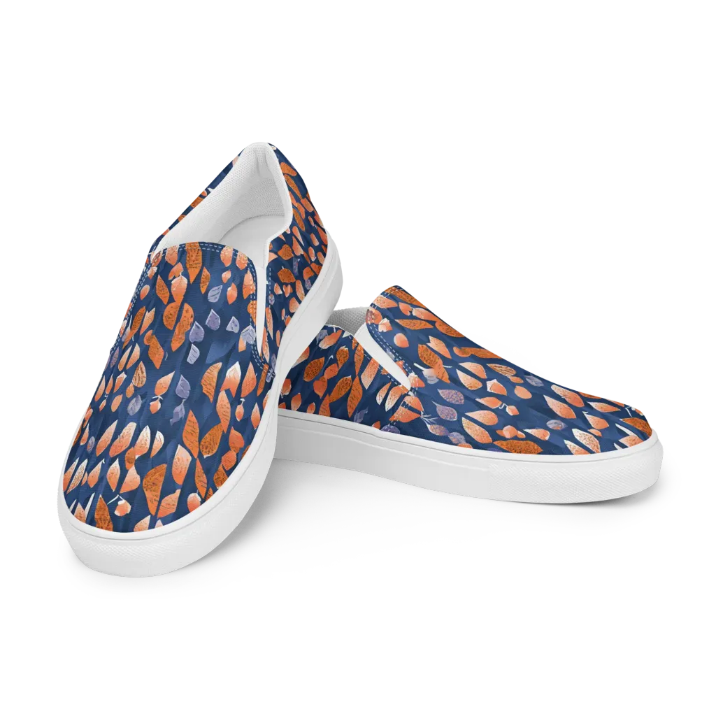 Ember Leaves on Women's Slip-On Canvas Shoes — Left Front
