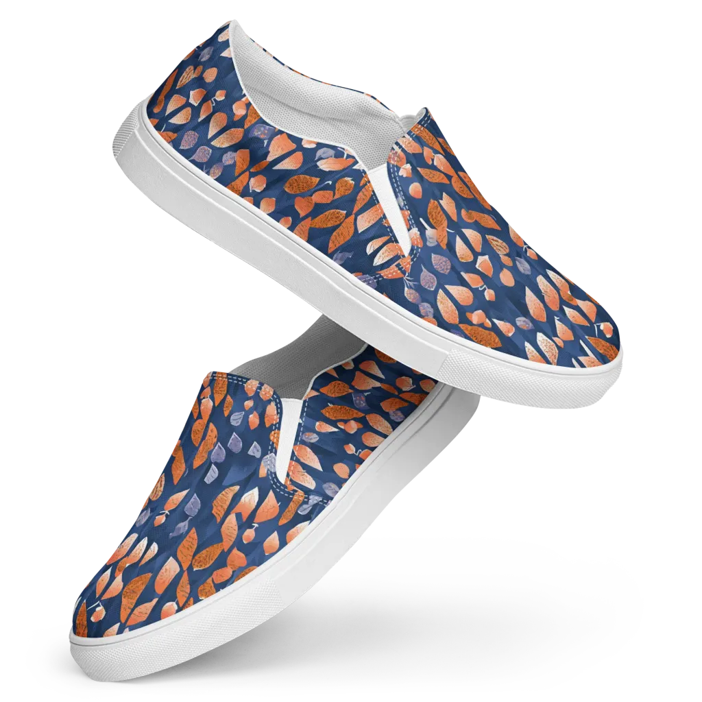 Ember Leaves on Women's Slip-On Canvas Shoes — Front