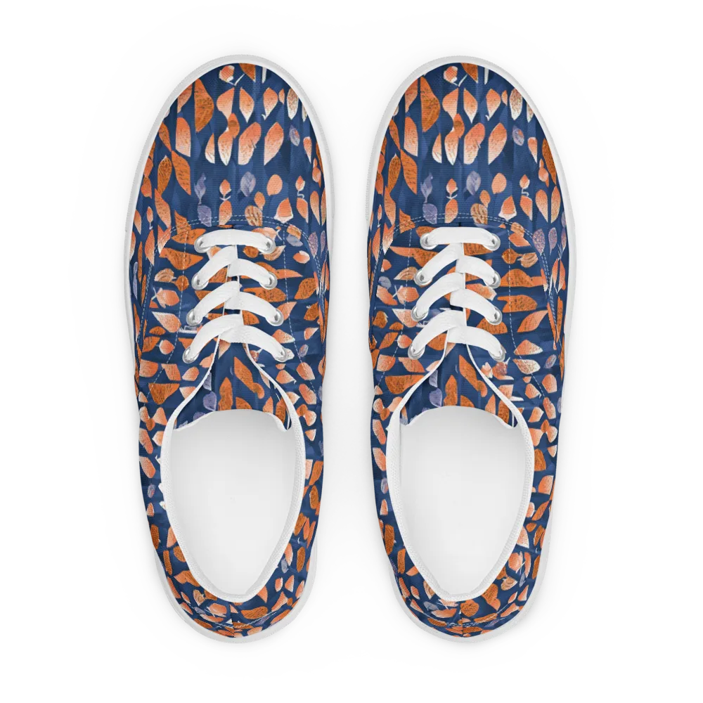 Ember Leaves on Men's Lace-Up Canvas Shoes — Front