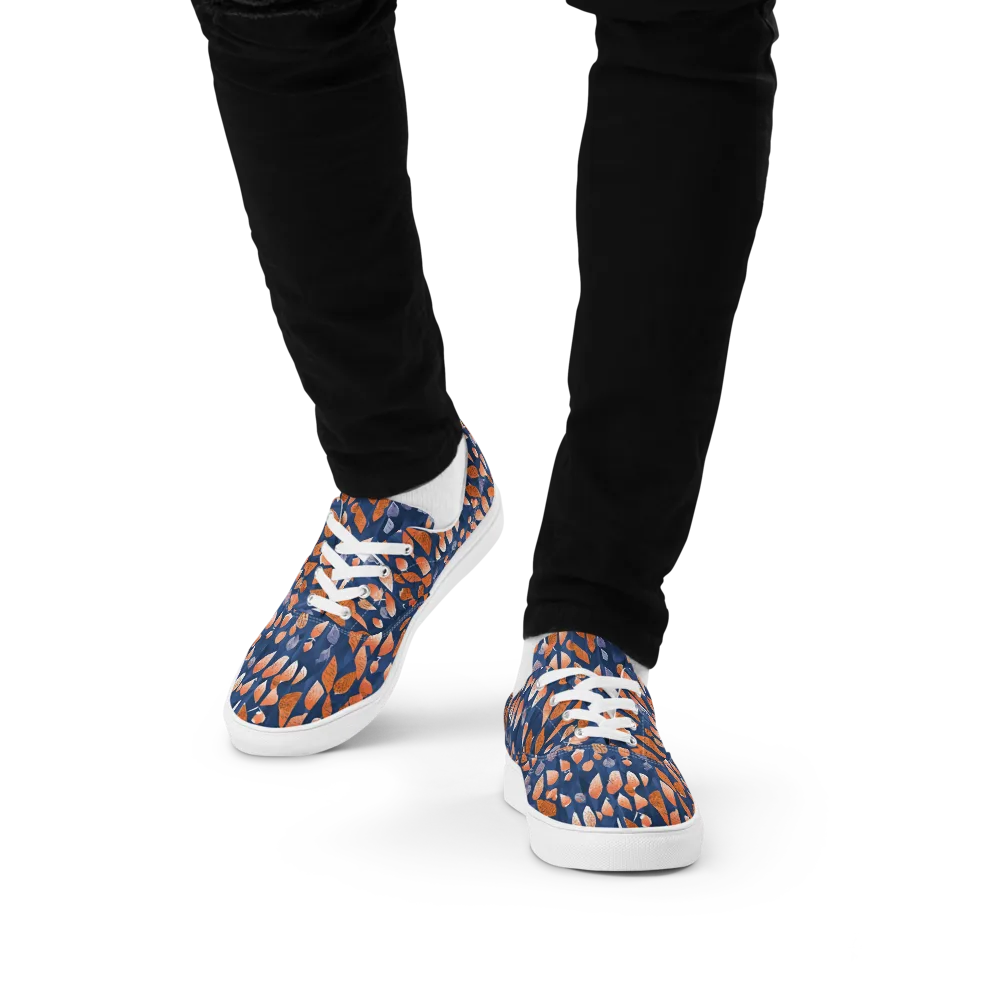 Ember Leaves on Men's Lace-Up Canvas Shoes — Front