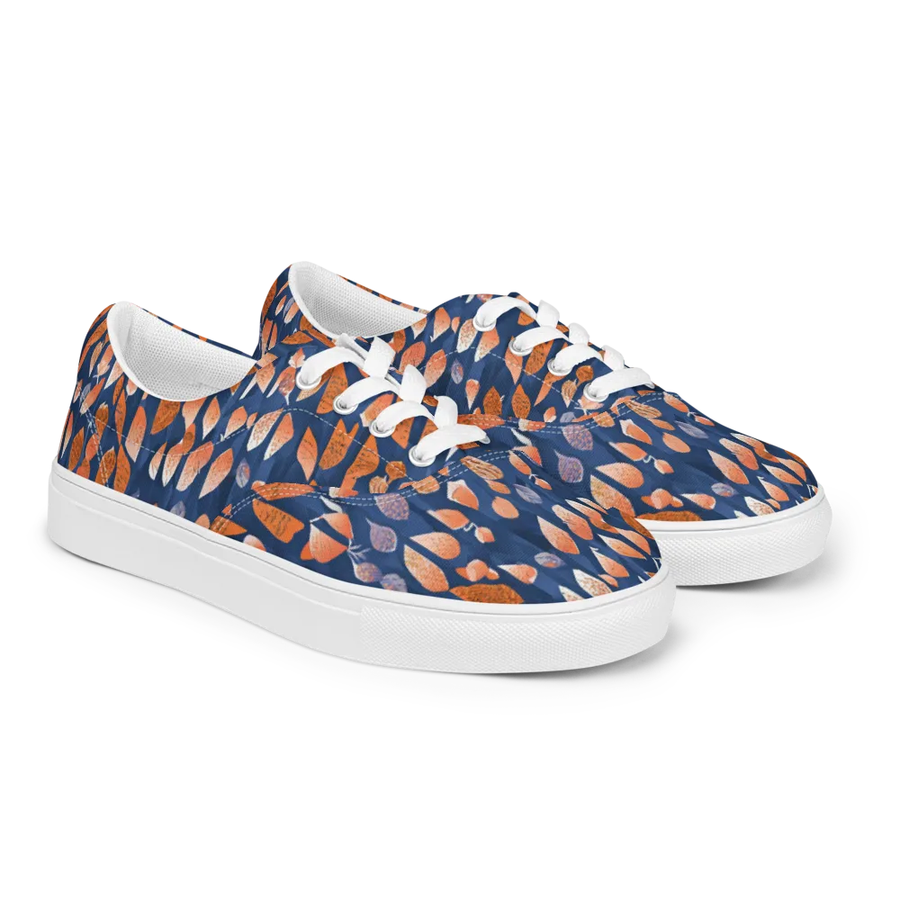 Ember Leaves on Men's Lace-Up Canvas Shoes — Right Front