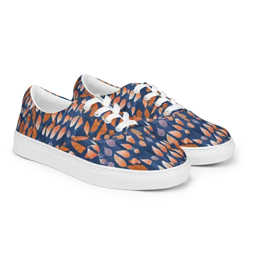 Ember Leaves on a Men's Lace-Up Canvas Shoes