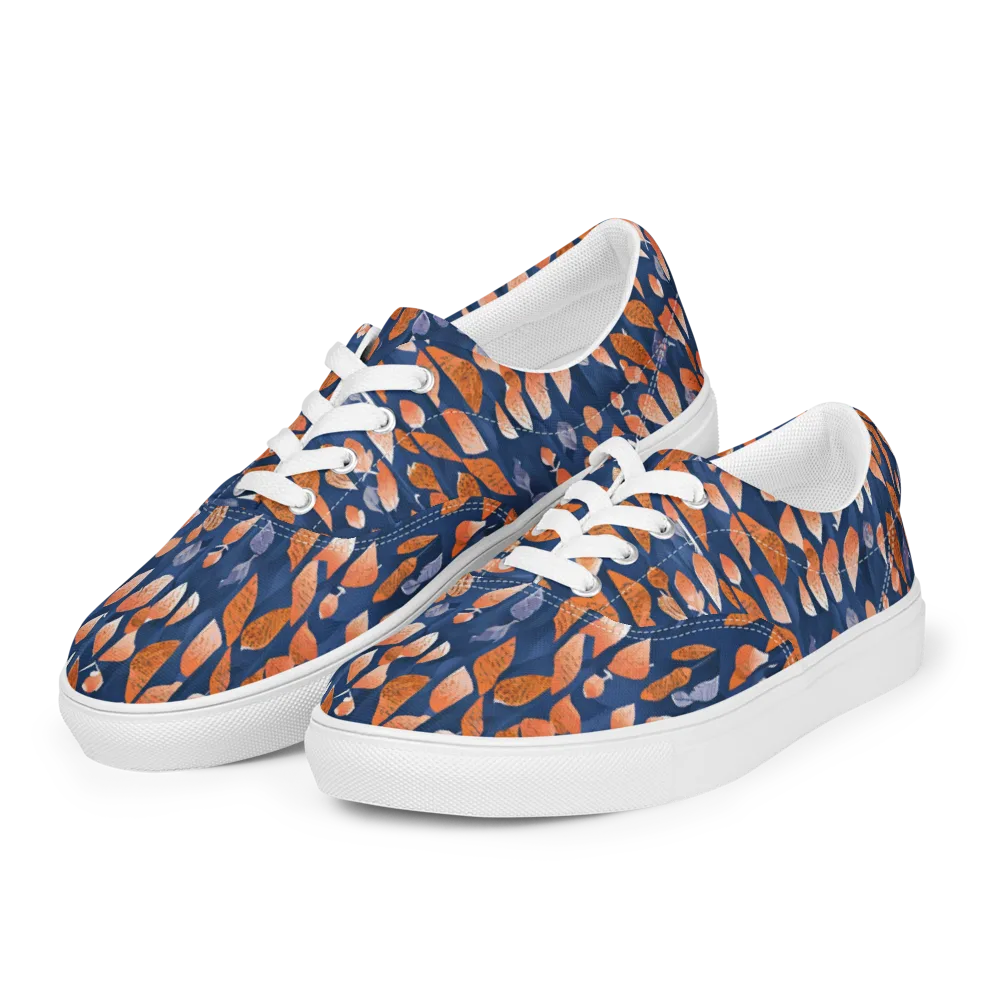 Ember Leaves on Men's Lace-Up Canvas Shoes — Left Front
