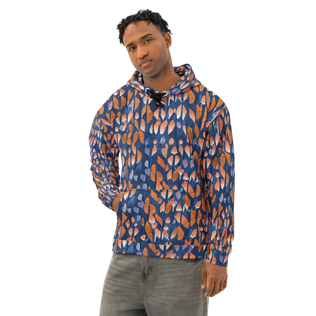 Ember Leaves on Cotton Hoodie — Left Front