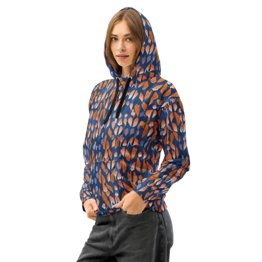 Ember Leaves on a Cotton Hoodie