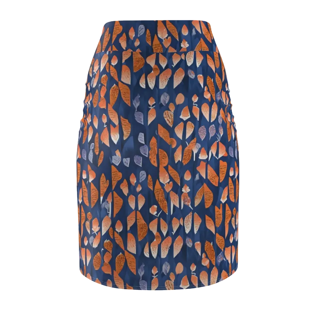 Ember Leaves on Pencil Skirt — Back