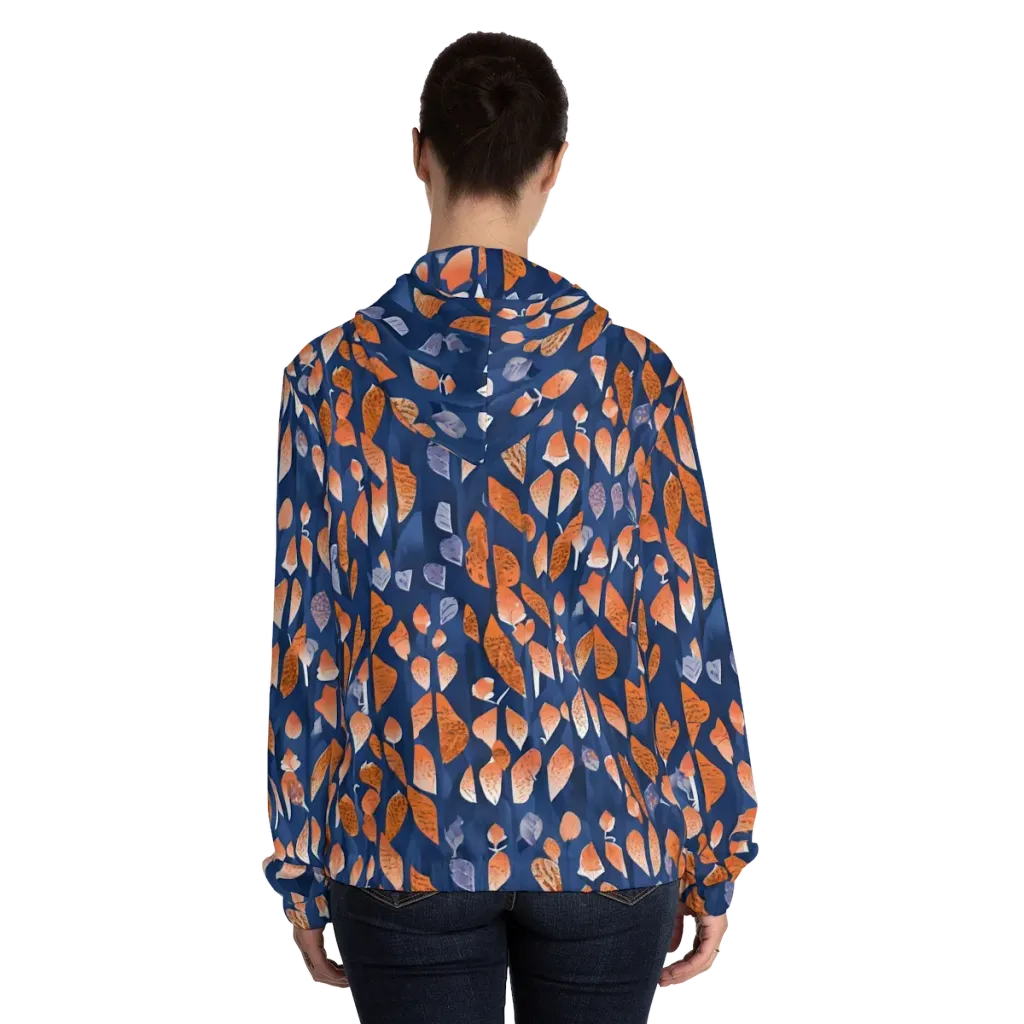 Ember Leaves on Women's Full-Zip Hoodie — Back On Person
