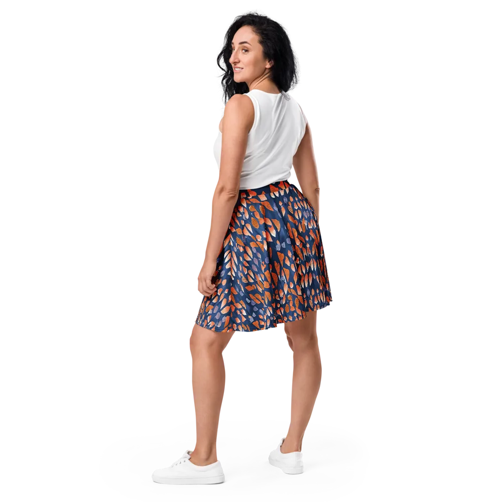 Ember Leaves on Skater Skirt — Back