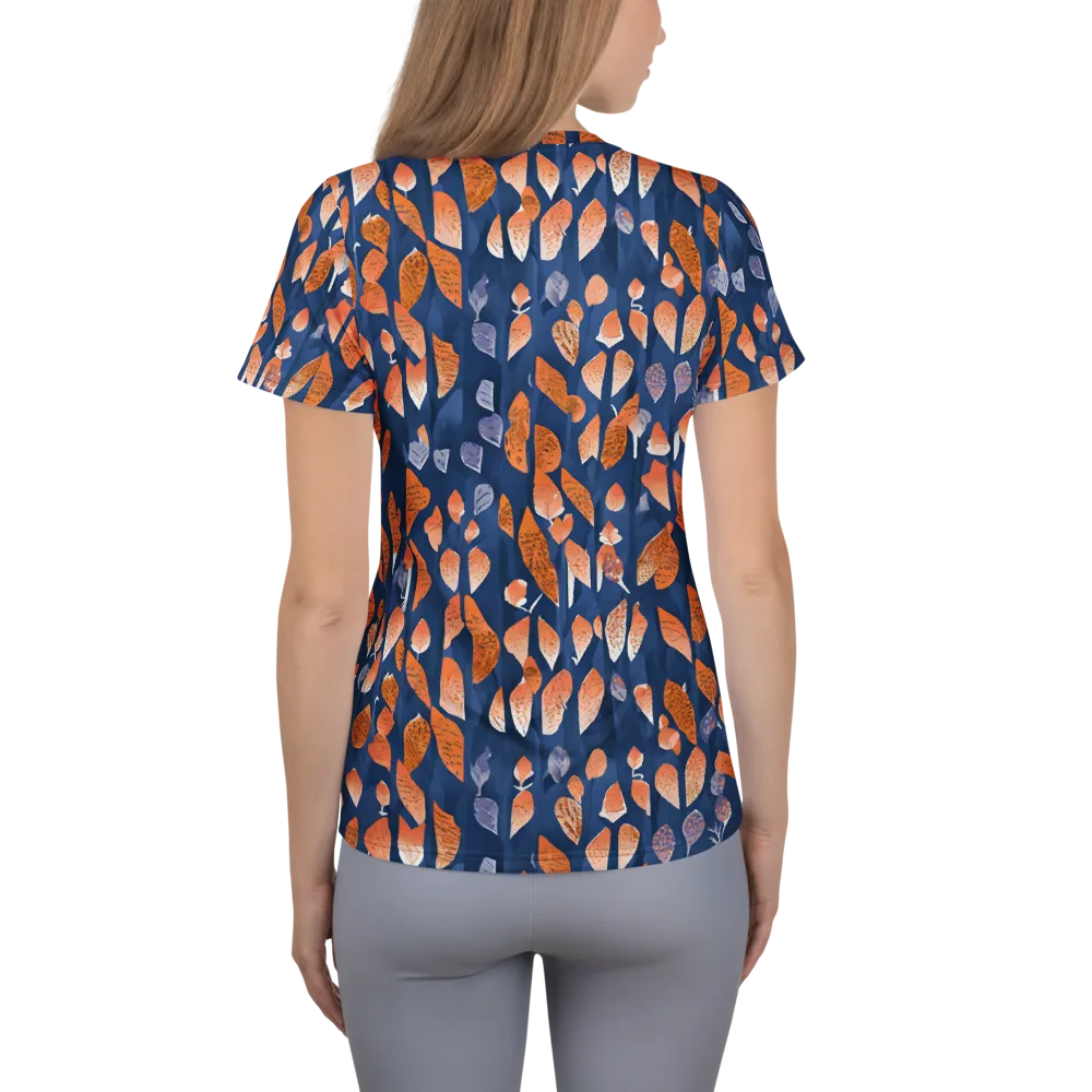 Ember Leaves on Women's Athletic T-Shirt — Back