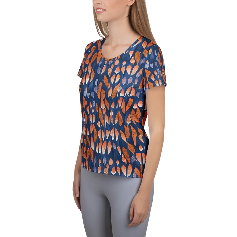 Ember Leaves on Women's Athletic T-Shirt — Left
