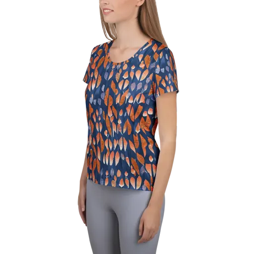 Ember Leaves Women's Athletic T-Shirt on model