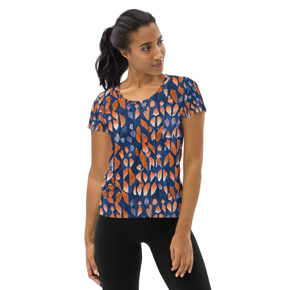 Ember Leaves on Women's Athletic T-Shirt — Front