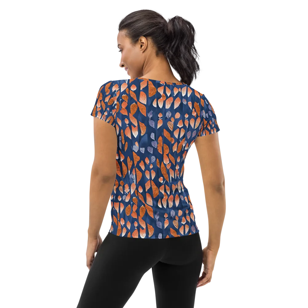 Ember Leaves on Women's Athletic T-Shirt — Back