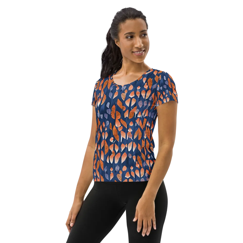 Ember Leaves on Women's Athletic T-Shirt — Left