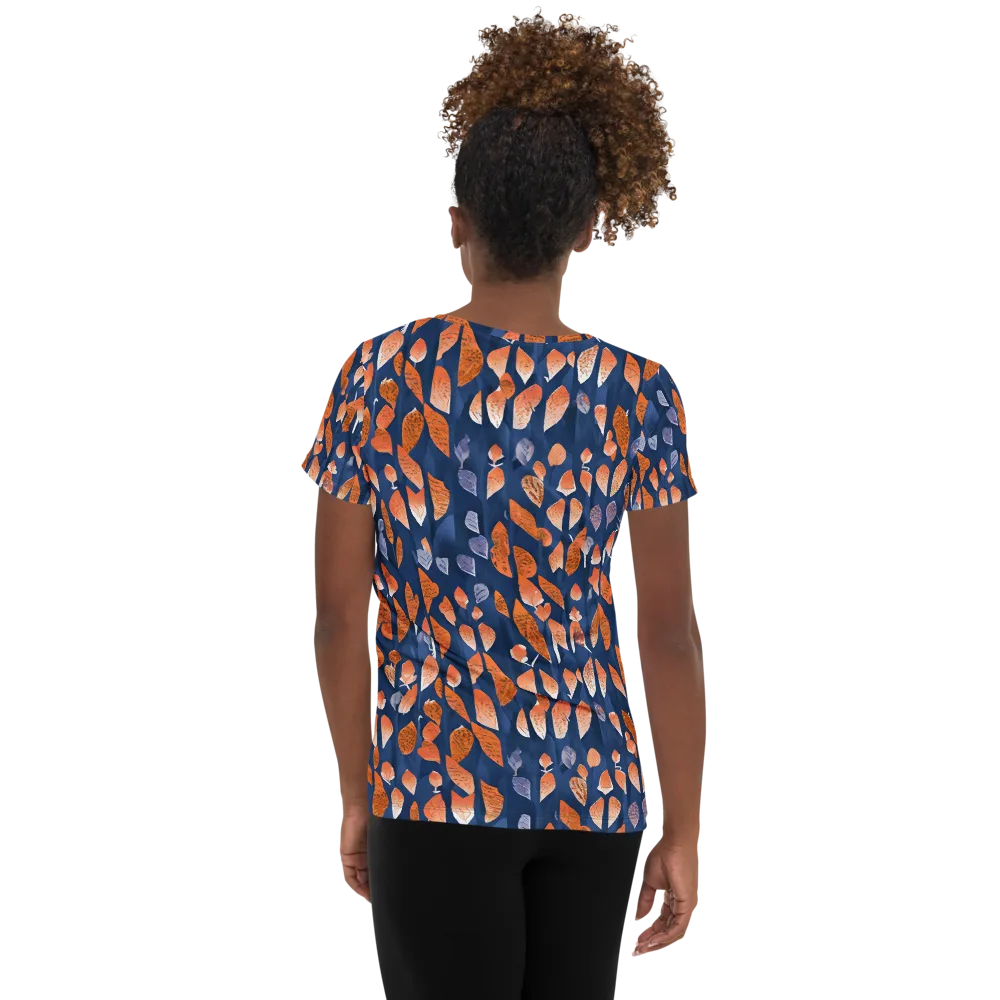 Ember Leaves on Women's Athletic T-Shirt — Back
