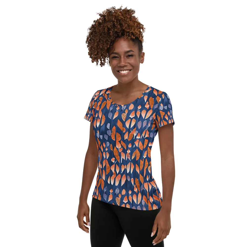 Ember Leaves on Women's Athletic T-Shirt — Left