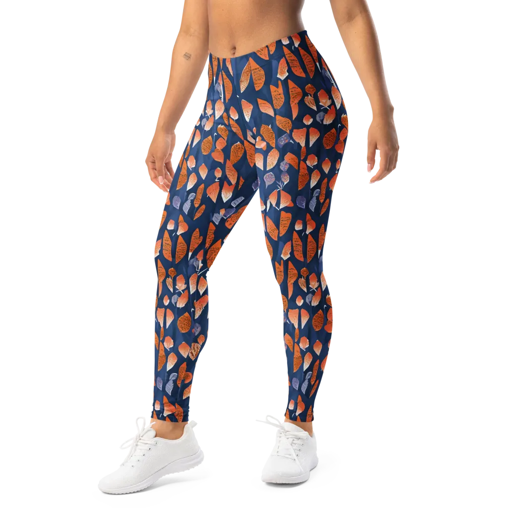 Ember Leaves on Leggings — Left Front