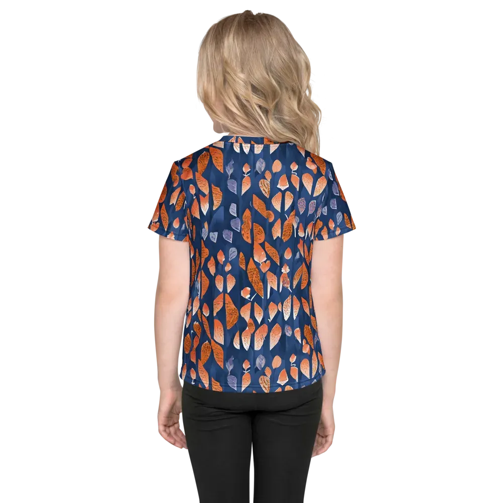 Ember Leaves on Kids Crew Neck T-Shirt — Back