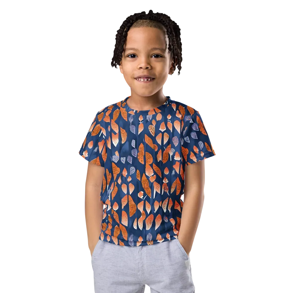 Ember Leaves on Kids Crew Neck T-Shirt — Front