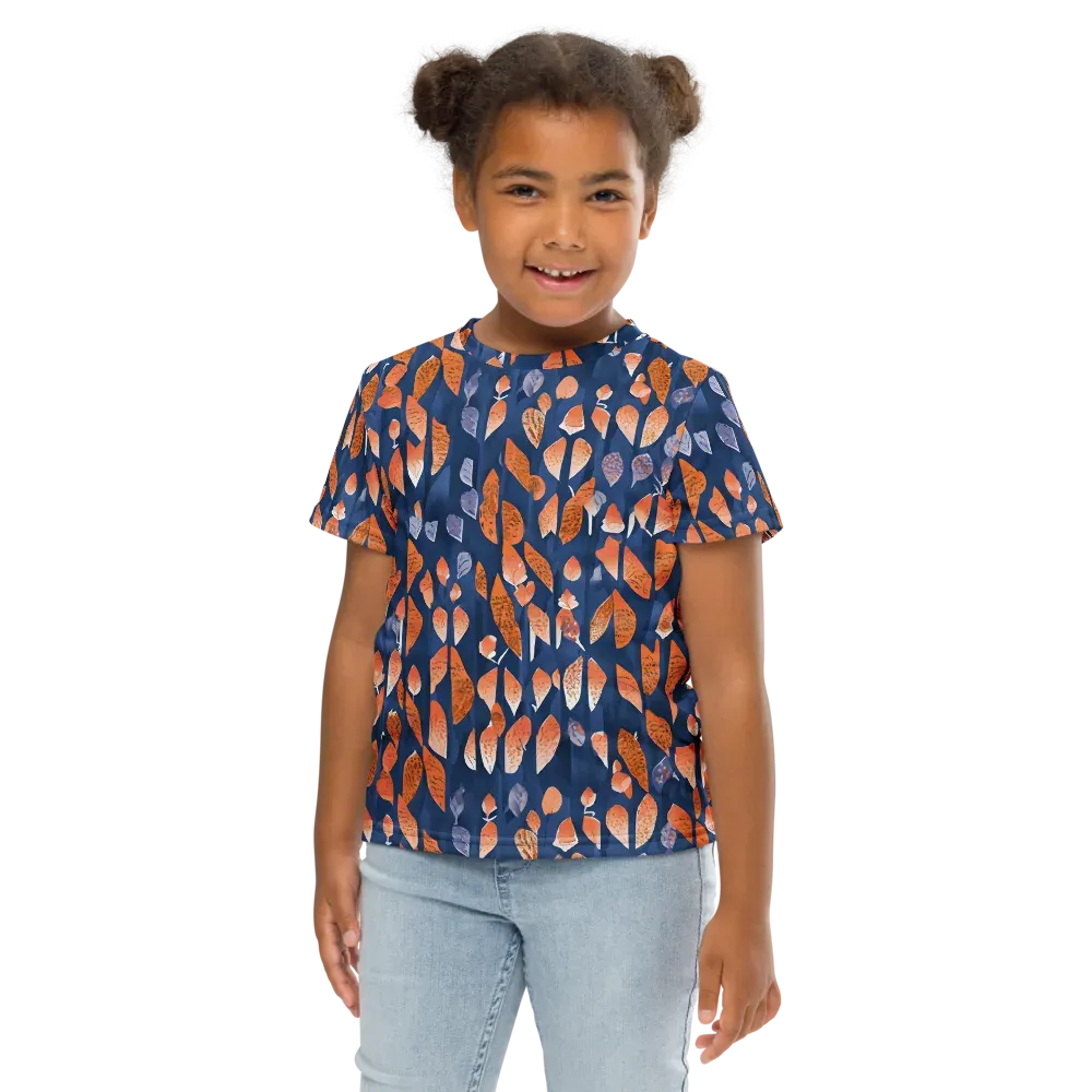 Ember Leaves on Kids Crew Neck T-Shirt — Front