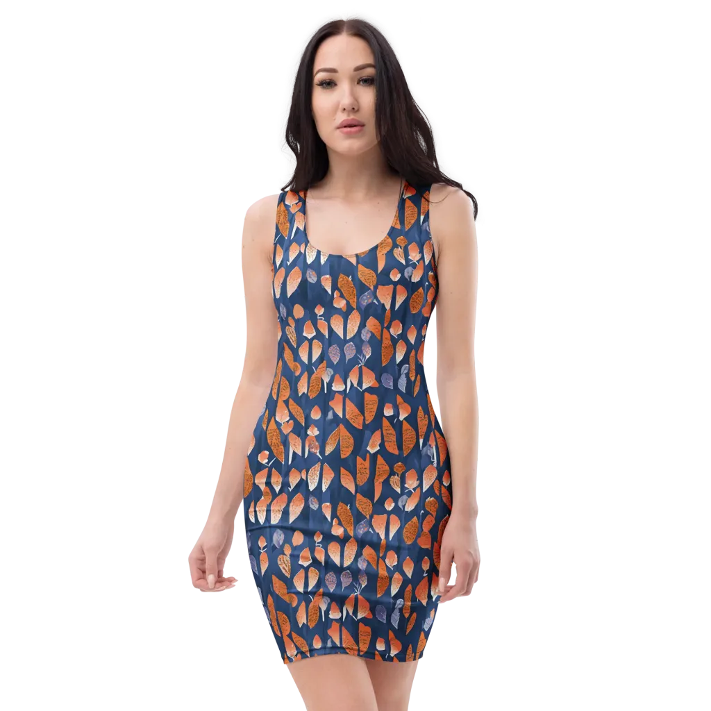 Ember Leaves on Bodycon Dress — Front