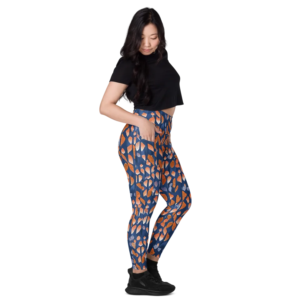 Ember Leaves on Leggings with Pockets — Right