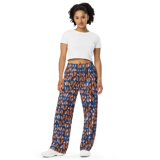 Ember Leaves on a Wide-Leg Pants