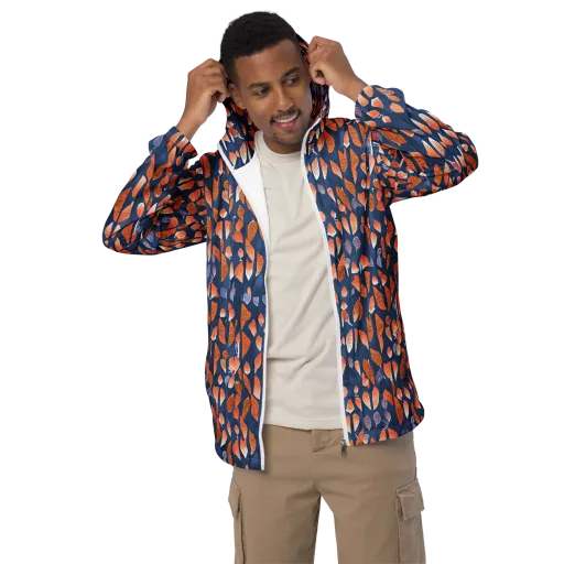 Ember Leaves on a Men's Windbreaker